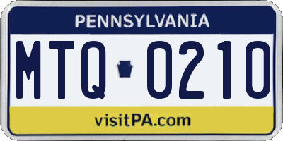 PA license plate MTQ0210