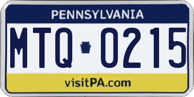 PA license plate MTQ0215