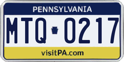 PA license plate MTQ0217