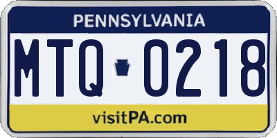 PA license plate MTQ0218