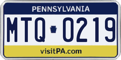 PA license plate MTQ0219