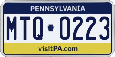 PA license plate MTQ0223