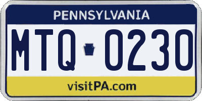 PA license plate MTQ0230