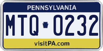 PA license plate MTQ0232