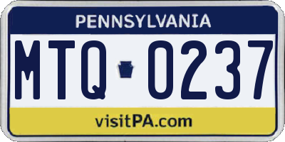 PA license plate MTQ0237