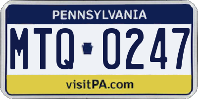 PA license plate MTQ0247