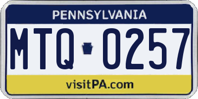 PA license plate MTQ0257