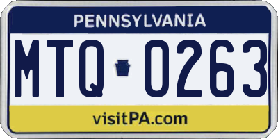 PA license plate MTQ0263