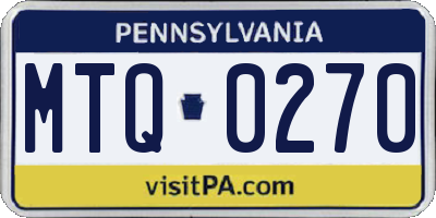 PA license plate MTQ0270