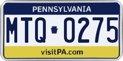 PA license plate MTQ0275