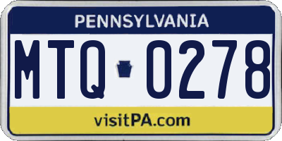 PA license plate MTQ0278