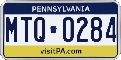 PA license plate MTQ0284