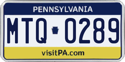 PA license plate MTQ0289