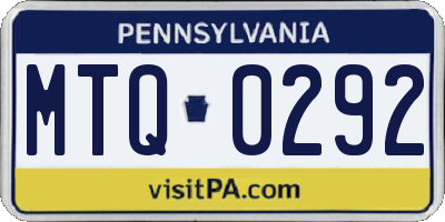 PA license plate MTQ0292