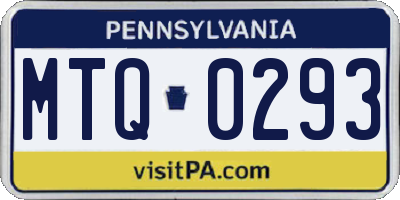 PA license plate MTQ0293