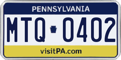 PA license plate MTQ0402