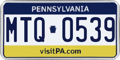 PA license plate MTQ0539