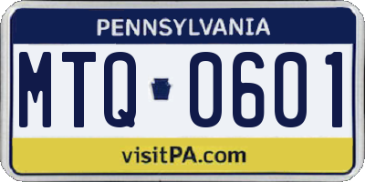PA license plate MTQ0601