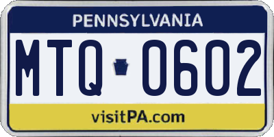 PA license plate MTQ0602