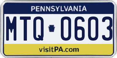PA license plate MTQ0603