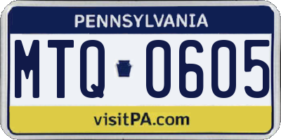 PA license plate MTQ0605