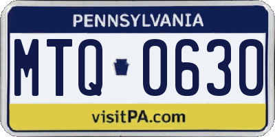 PA license plate MTQ0630