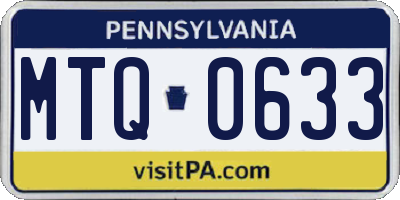 PA license plate MTQ0633