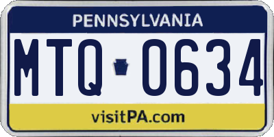 PA license plate MTQ0634