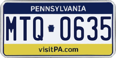 PA license plate MTQ0635