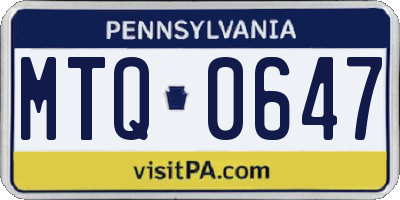 PA license plate MTQ0647
