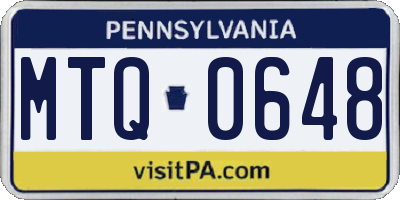PA license plate MTQ0648
