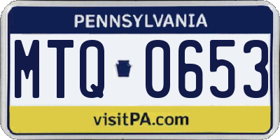 PA license plate MTQ0653