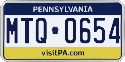 PA license plate MTQ0654