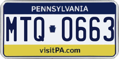 PA license plate MTQ0663