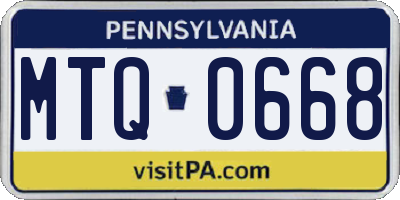 PA license plate MTQ0668