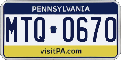 PA license plate MTQ0670