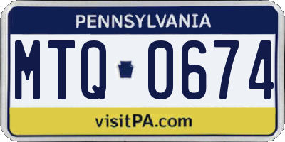 PA license plate MTQ0674