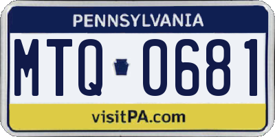 PA license plate MTQ0681