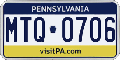 PA license plate MTQ0706