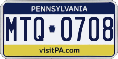 PA license plate MTQ0708