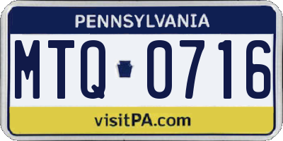 PA license plate MTQ0716