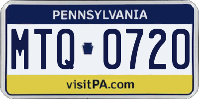 PA license plate MTQ0720