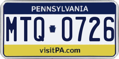PA license plate MTQ0726