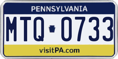 PA license plate MTQ0733