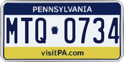 PA license plate MTQ0734