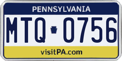 PA license plate MTQ0756