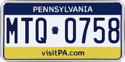 PA license plate MTQ0758