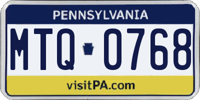 PA license plate MTQ0768