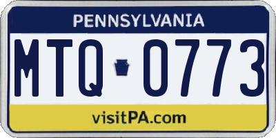 PA license plate MTQ0773