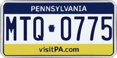 PA license plate MTQ0775
